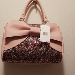 Betsey Johnson Fairy Bow satchel in blush pink.